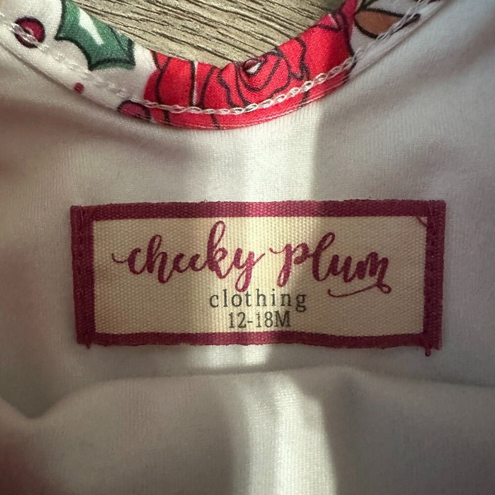 Cheeky Plum Girls 12-18 Months Leotard Long Sleeve Velvet Christmas Red Green - Picture 3 of 4